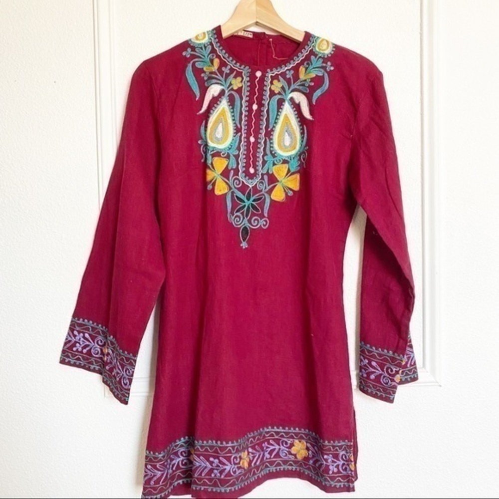 Vintage 100% pure cotton embroidered tunic dress